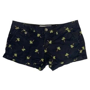 Y2K low-rise Aeropostale black short shorts, embroidered palm trees, size 3/4